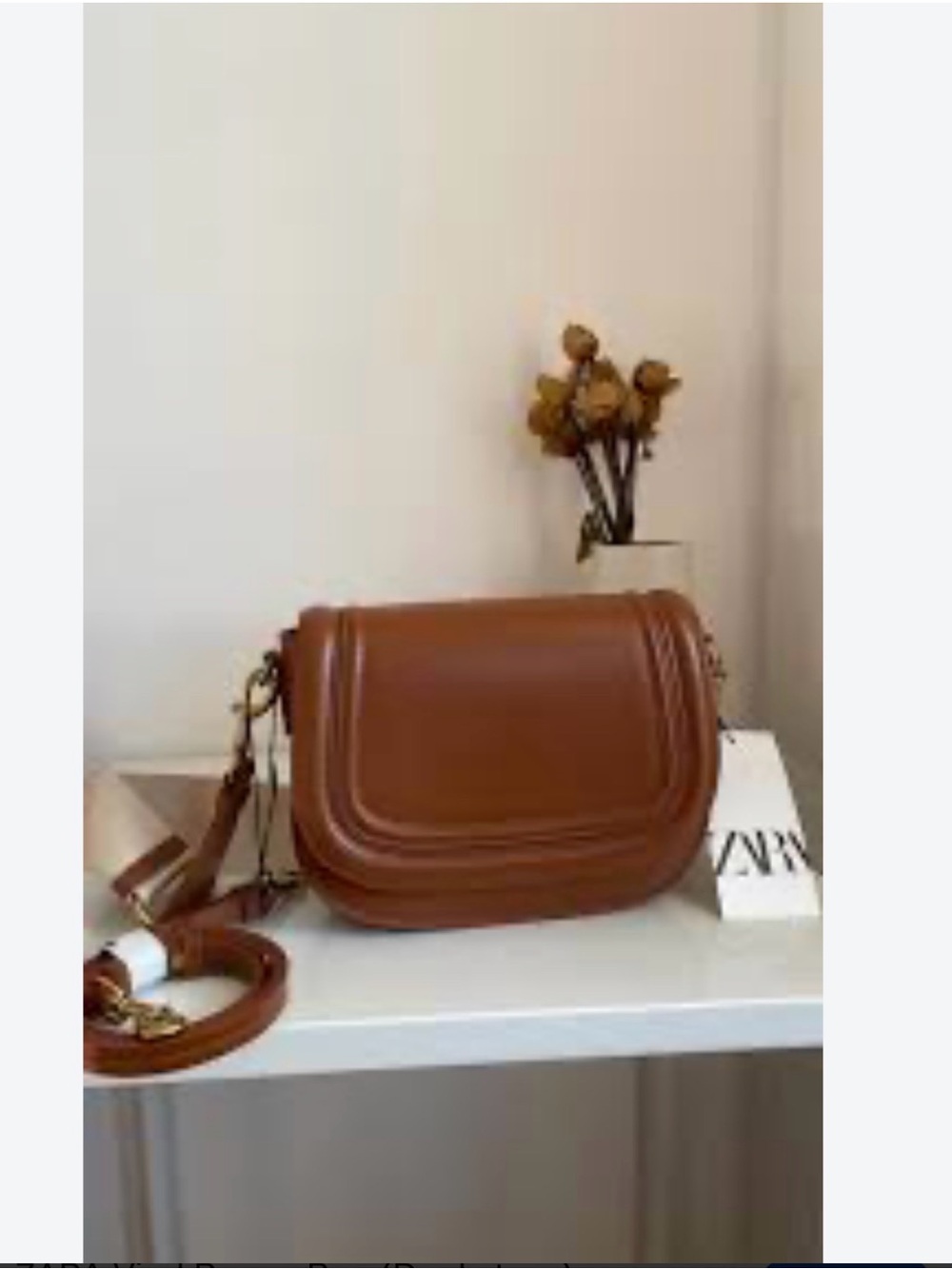 Zara Brown Double-Handle Tote Bag
